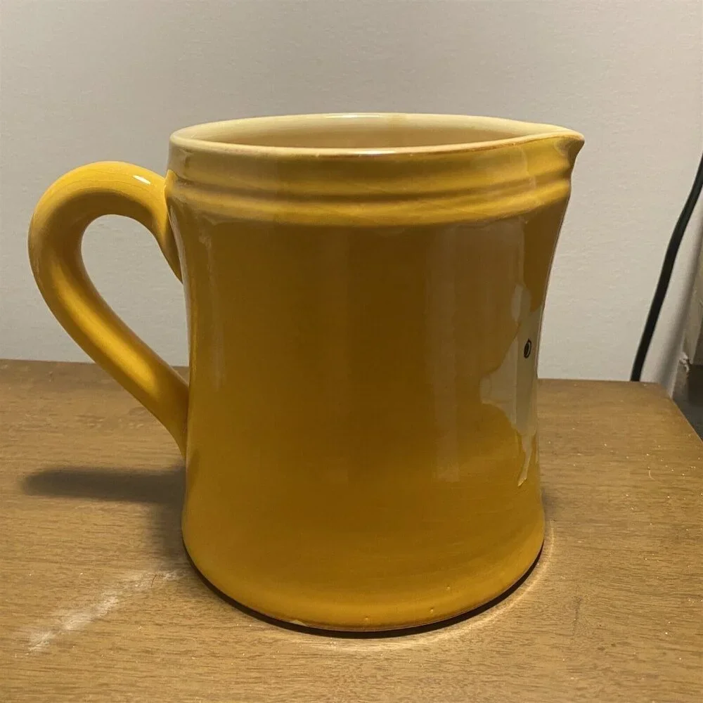 Sur La Table Pitcher Yellow with Pig Made in Italy Farmhouse French Country